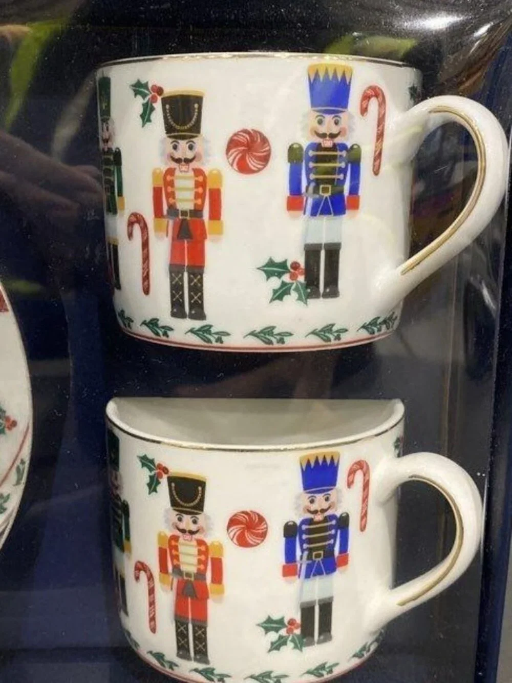 Park Chateau Nutcracker Mugs Set of 4 Fine Porcelain Christmas Holiday Boxed